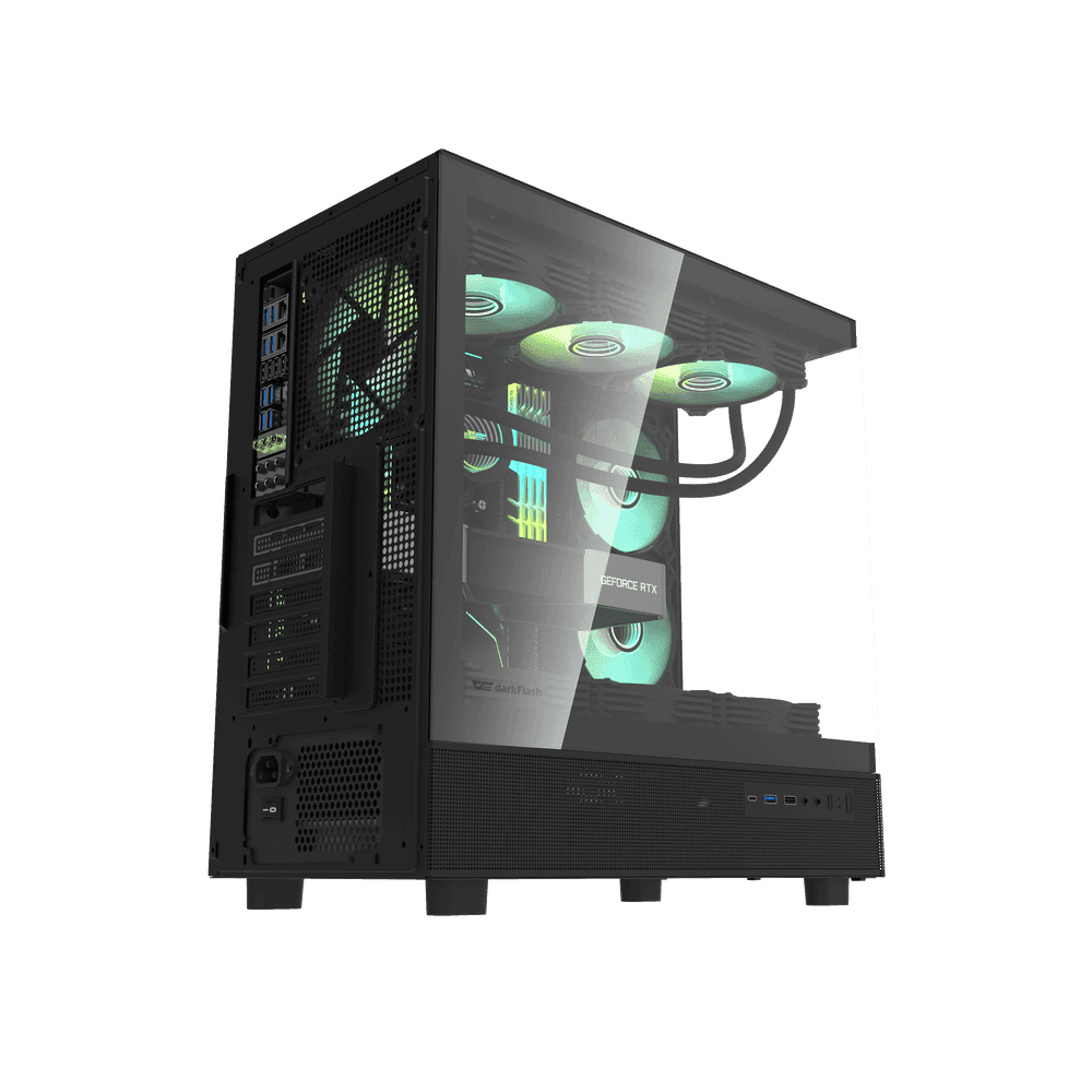 Darkflash DPX90 ATX/M-ATX/M-ITX Gaming Pc case With 3 ARGB Fans, 270 Panoramic Pillarless Design, Tempered Glass Panels, Supports 360mm Radiators, USB Type-C thumbnail 2