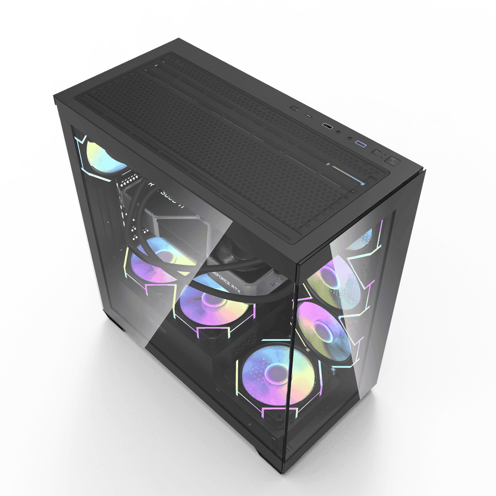 DarkFlash DS900 ATX M-ATX ITX Gaming PC Case with 7 ARGB Fans Pre-Installed, Tempered Glass Panels, Type-C Port, 0.5 SPCC Computer Case thumbnail 3