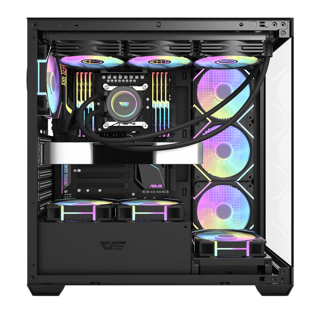 Darkflash DarkFlash DS900 ATX M-ATX ITX Gaming PC Case with 7 ARGB Fans Pre-Installed, Tempered Glass Panels, Type-C Port, 0.5 SPCC Computer Case - thumbnail 4