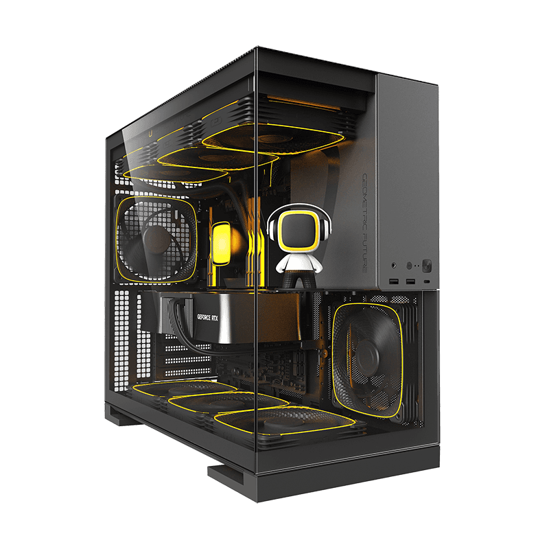 GEOMETRIC FUTURE Geometric Future Model 5 Glass Tower Case, Supports 420mm Radiator, E-ATX Motherboards, 5 Preinstalled Fans | GEO-M5F-BG - thumbnail 3