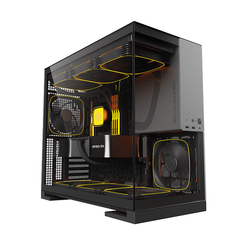GEOMETRIC FUTURE Geometric Future Model 5 Glass Tower Case, Supports 420mm Radiator, E-ATX Motherboards, 5 Preinstalled Fans | GEO-M5F-BG - thumbnail 2