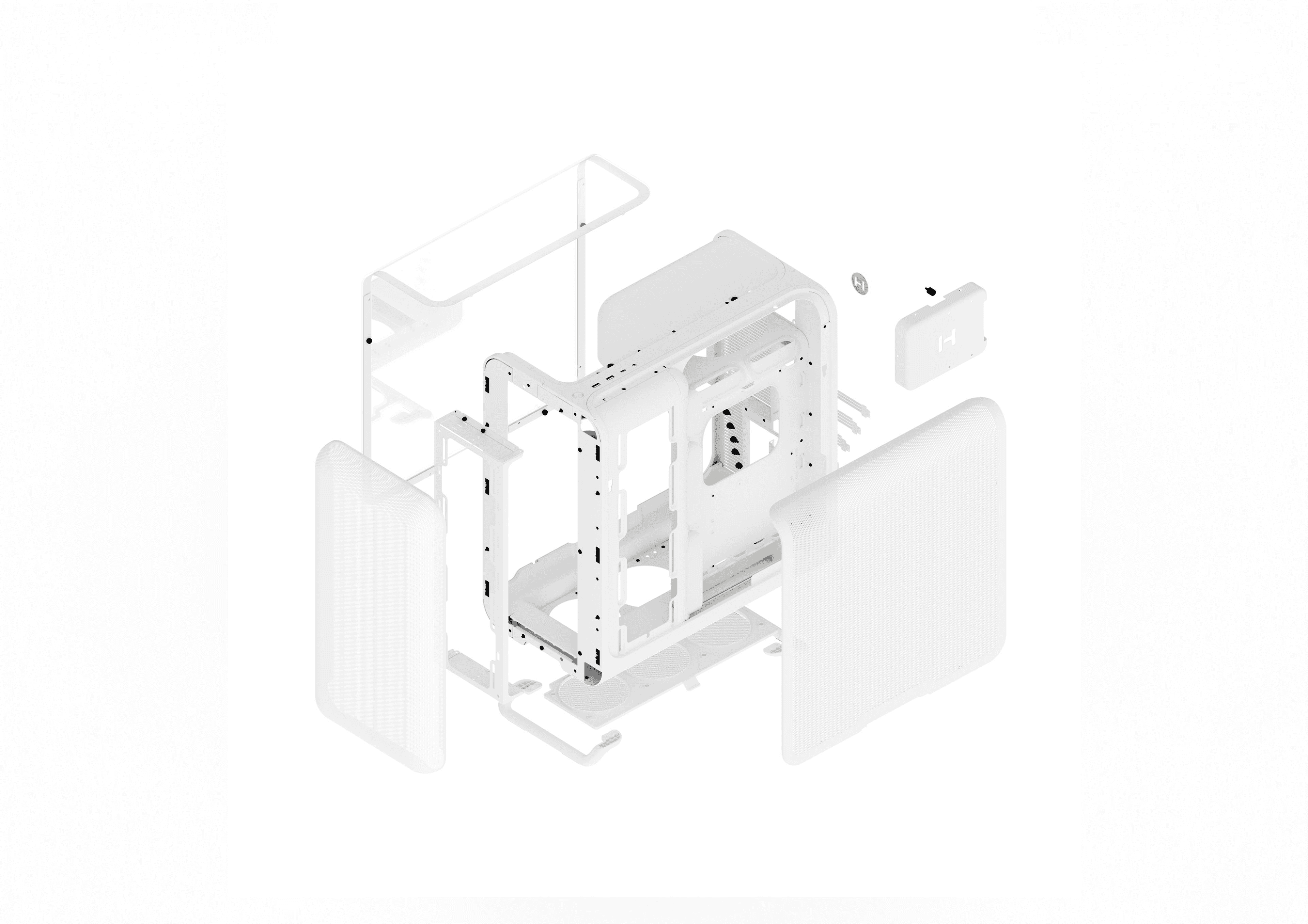 Hyte X50 Mid-Tower Case, Snow White, 63L Volume, Laminated Acoustic Glass Panel, Dual 360mm Radiator Support | CS-HYTE-X50G-WW thumbnail 4