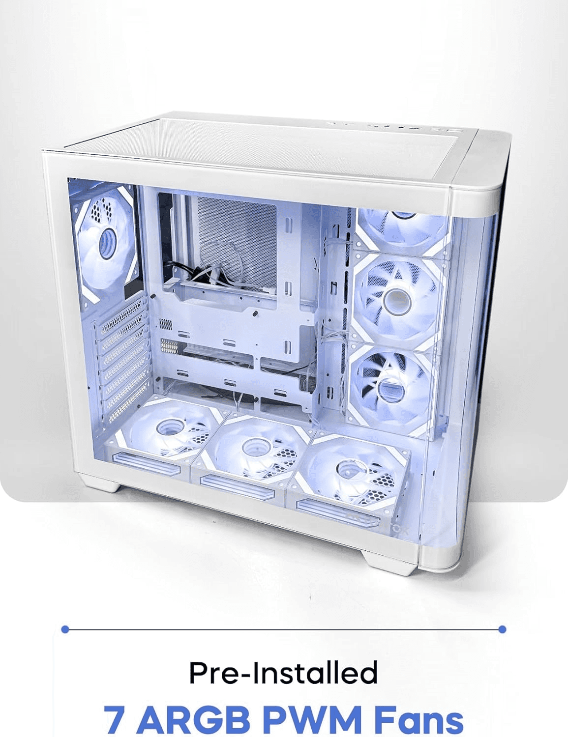 Tortox Curvo Gaming PC White Case ATX/M-ATX/ITX Gaming PC Case with 7x 120mm ARGB PWM Case Fans, 360MM Radiator Support, Type-C USB Port thumbnail 2