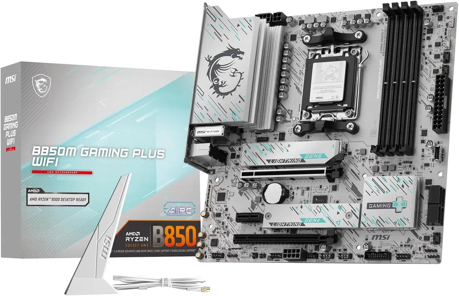MSI MSI B850M GAMING PLUS WIFI Motherboard, AMD Ryzen AM5, DDR5, PCIe 5.0, WiFi 7 | 911-7E66-001 - thumbnail 1