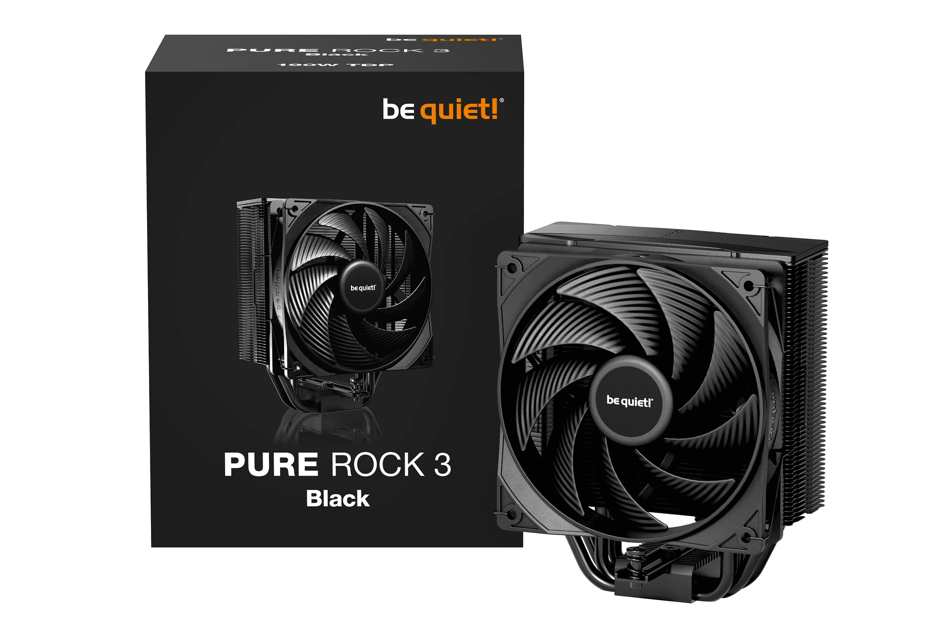 Be quiet! be quiet! Pure Rock 3 Black CPU Air Cooler | 4 High Performance 6mm Heat Pipes with HDT Technology | 120mm PWM Fan | AMD:AM4 AM5/Intel LGA 1700/1150/1151/1200 | Black | BK039 BK039 - thumbnail 1