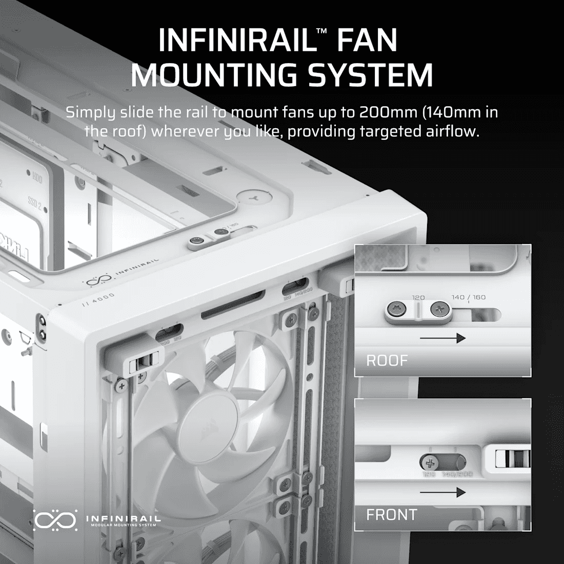 Corsair CORSAIR FRAME 4000D RS White Mid-Tower PC Case, Reverse Connector Motherboard Support, 3x RS120 Fans, 430mm GPU Space, White | CC-9011313-WW - thumbnail 6