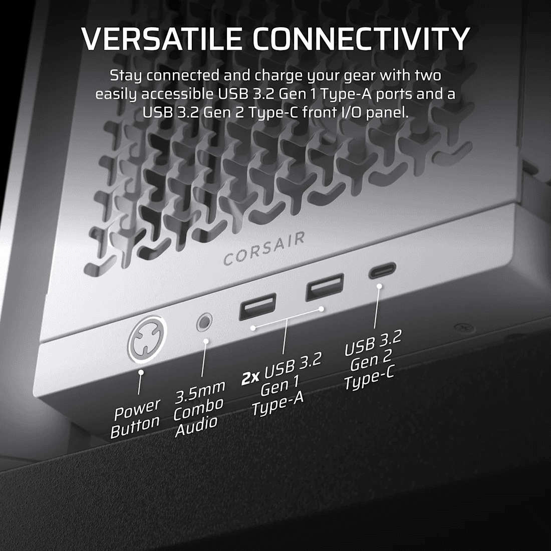 Corsair CORSAIR FRAME 4000D RS White Mid-Tower PC Case, Reverse Connector Motherboard Support, 3x RS120 Fans, 430mm GPU Space, White | CC-9011313-WW - thumbnail 5