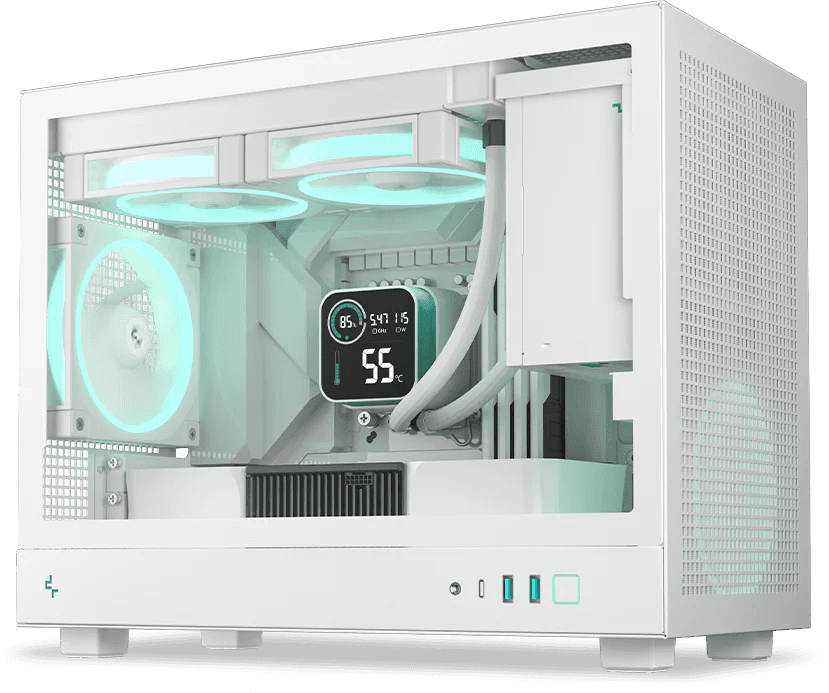 Nanotech White Mini Gaming PC: Intel Core i7-14700F (14th Gen) + ASUS DUAL RTX 5060 Ti OC Edition 8GB GDDR7, 32GB DDR5 6000MHz RGB, 1TB NVMe SSD, ASUS PRIME LC 360mm ARGB AIO, 750W 80+ Gold PSU, DeepCool CH160 PLUS Portable ITX Case - thumbnail 1