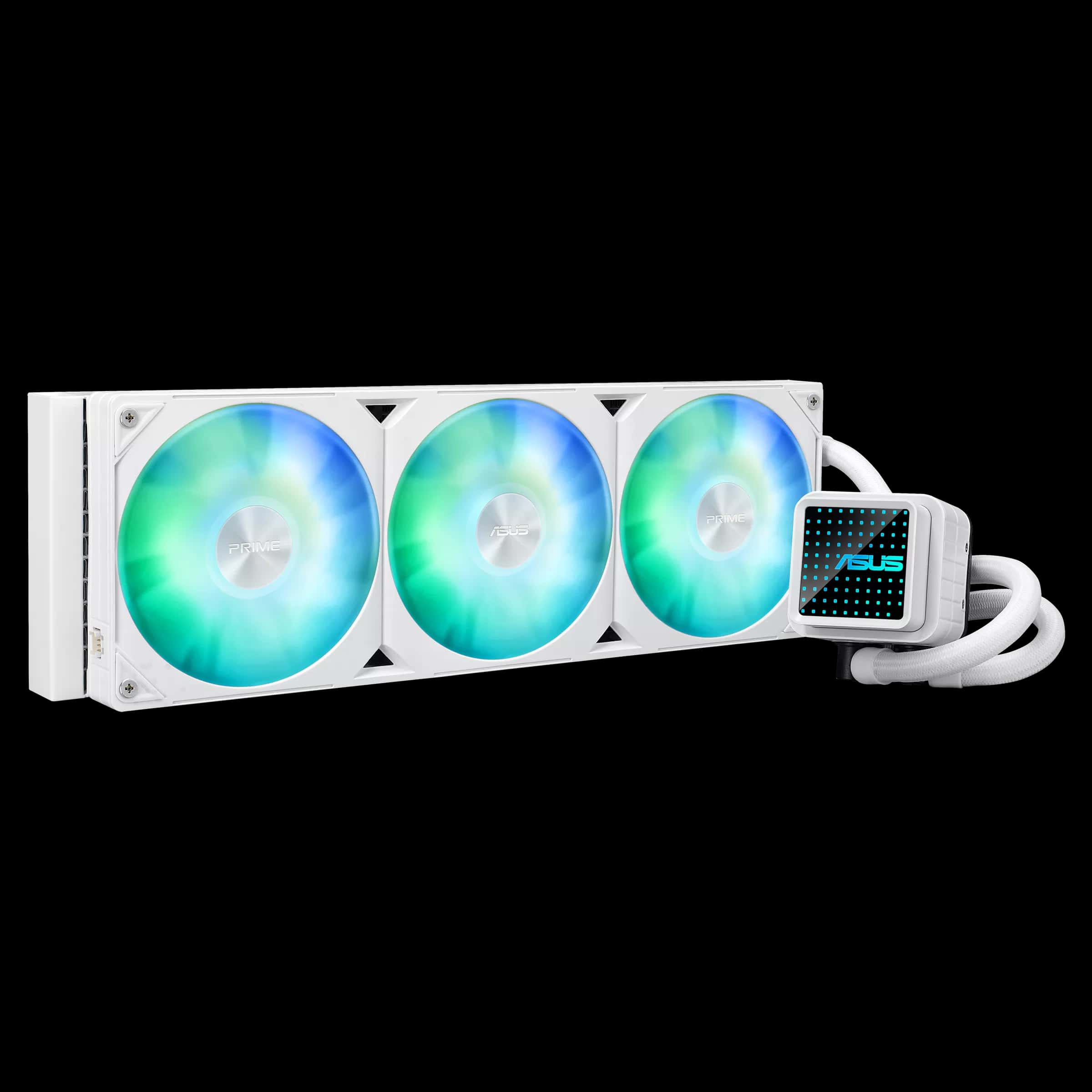 ASUS Prime LC 360 ARGB White Edition Liquid CPU Cooler, 360mm Radiator, 2200 RPM Fan Speed, 75.7 CFM Airflow, 400mm Sleeved Rubber | 90RC0102-B0EAY0 thumbnail 1