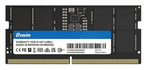 Biwin BIWIN 16GB DDR5-5600 SODIMM Laptop RAM, PC5-44800, 1.1V Low Voltage, 1Rx8 High Performance | BD5SD16G56C46 - thumbnail 1