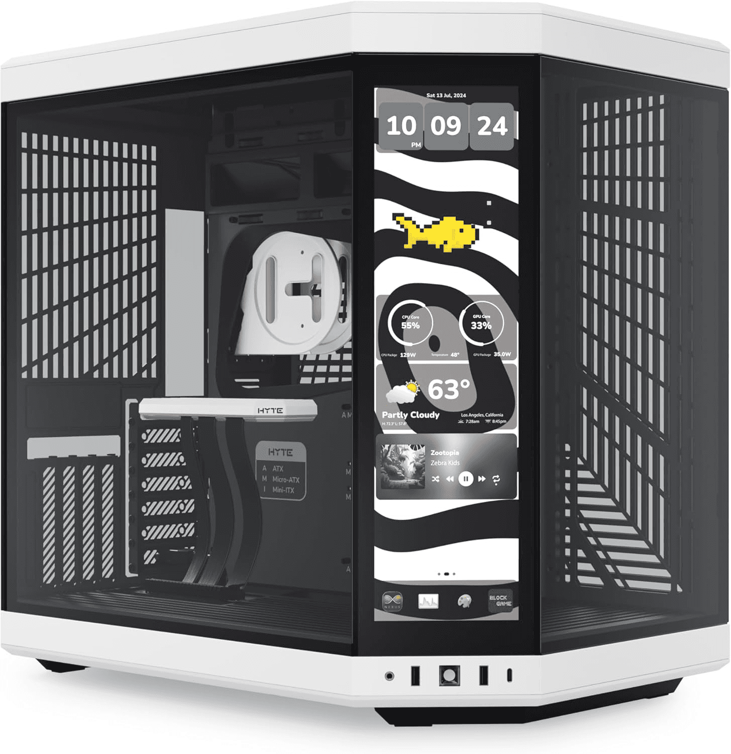 HYTE HYTE Y70 Touch Infinite Panda Mid-Tower Case, 4K LCD Touchscreen, PCIe 4.0 Riser, White & Black | CS-HYTE-Y70TTI-WB - thumbnail 1