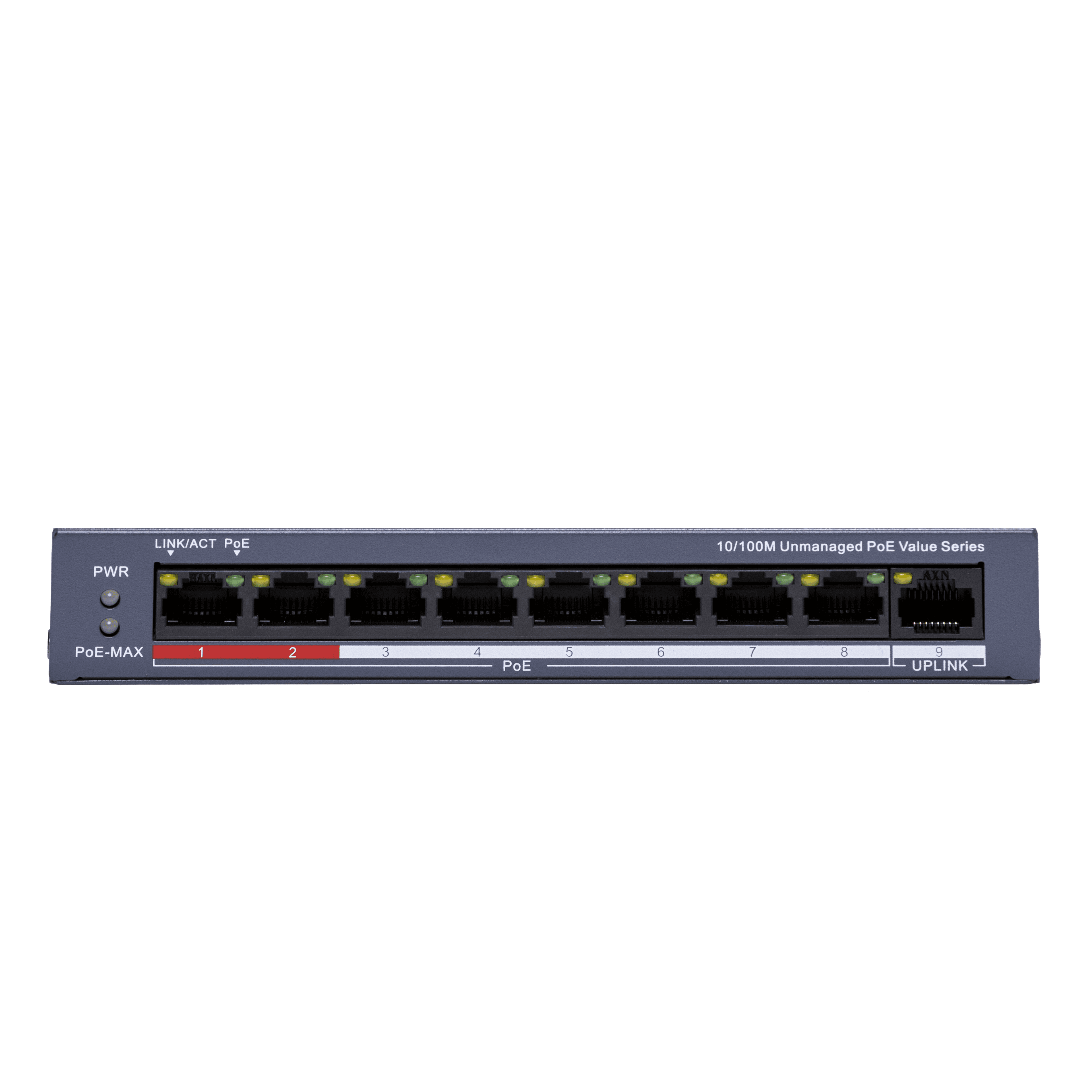 Hikvision DS-3E0109P-E/M(C) 8 Port Fast Ethernet Unmanaged POE Switch, Up to 300 m Long Range PoE Transmission thumbnail 2