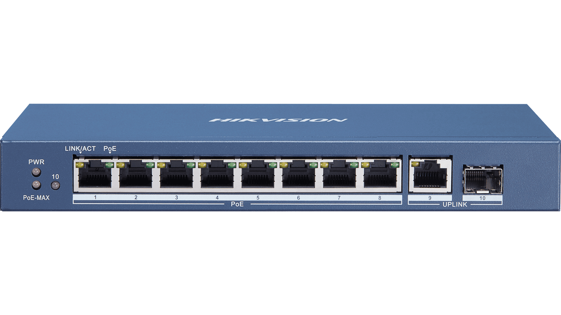 HIKVISION Hikvision DS-3E0510P-E/M 8-Port Gigabit PoE Switch, 58W Budget, 1x Gigabit Uplink & 1x SFP Fiber Port, 6KV Surge Protection, Unmanaged Fanless Metal Design - thumbnail 1