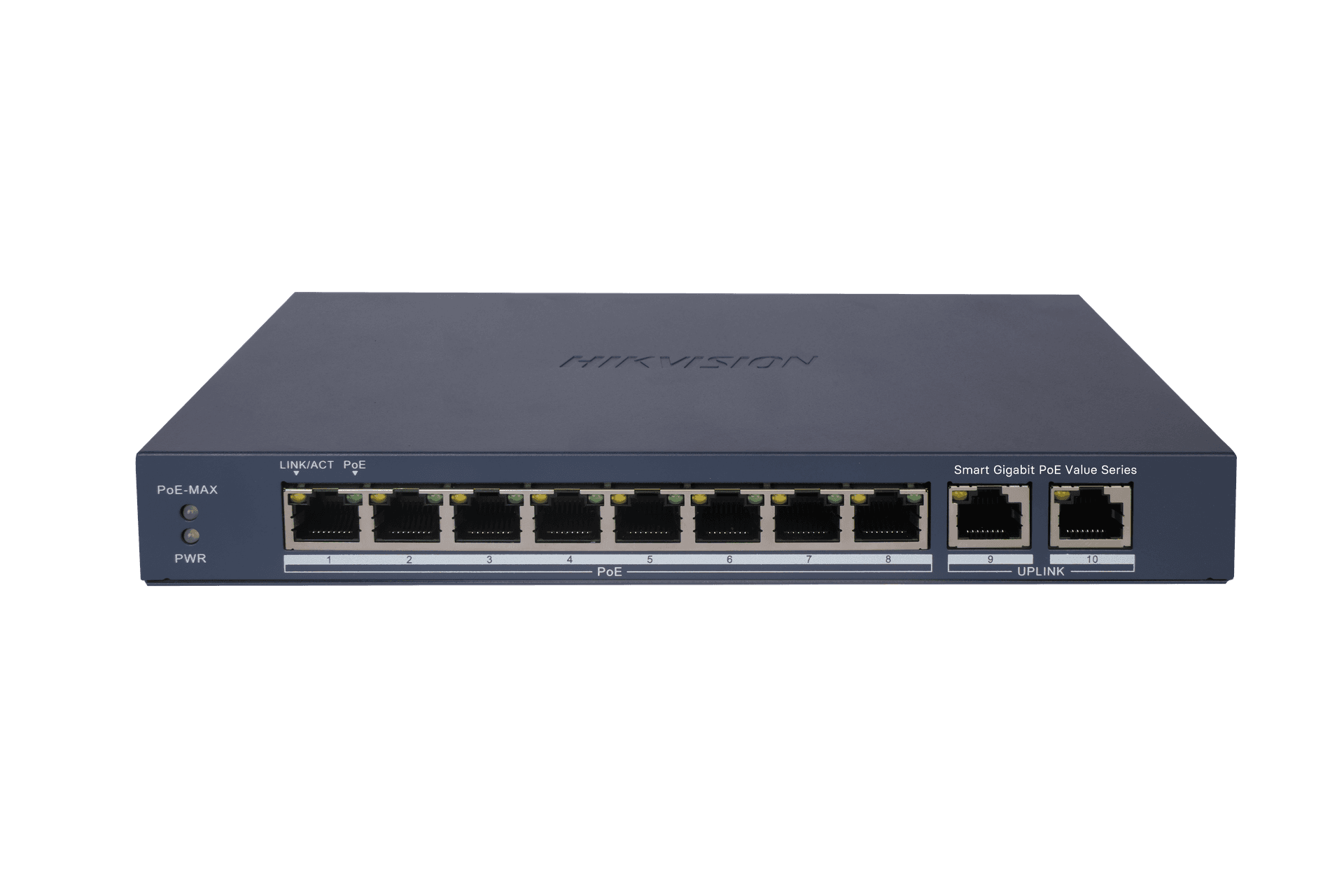 HIKVISION Hikvision DS-3E1510P-EI/M 8-Port Gigabit Smart Managed PoE Switch, 8× PoE + 2× RJ45 Uplink, 60W PoE Budget, VLAN, Long-Range 300m PoE, 6KV Surge Protection - thumbnail 1