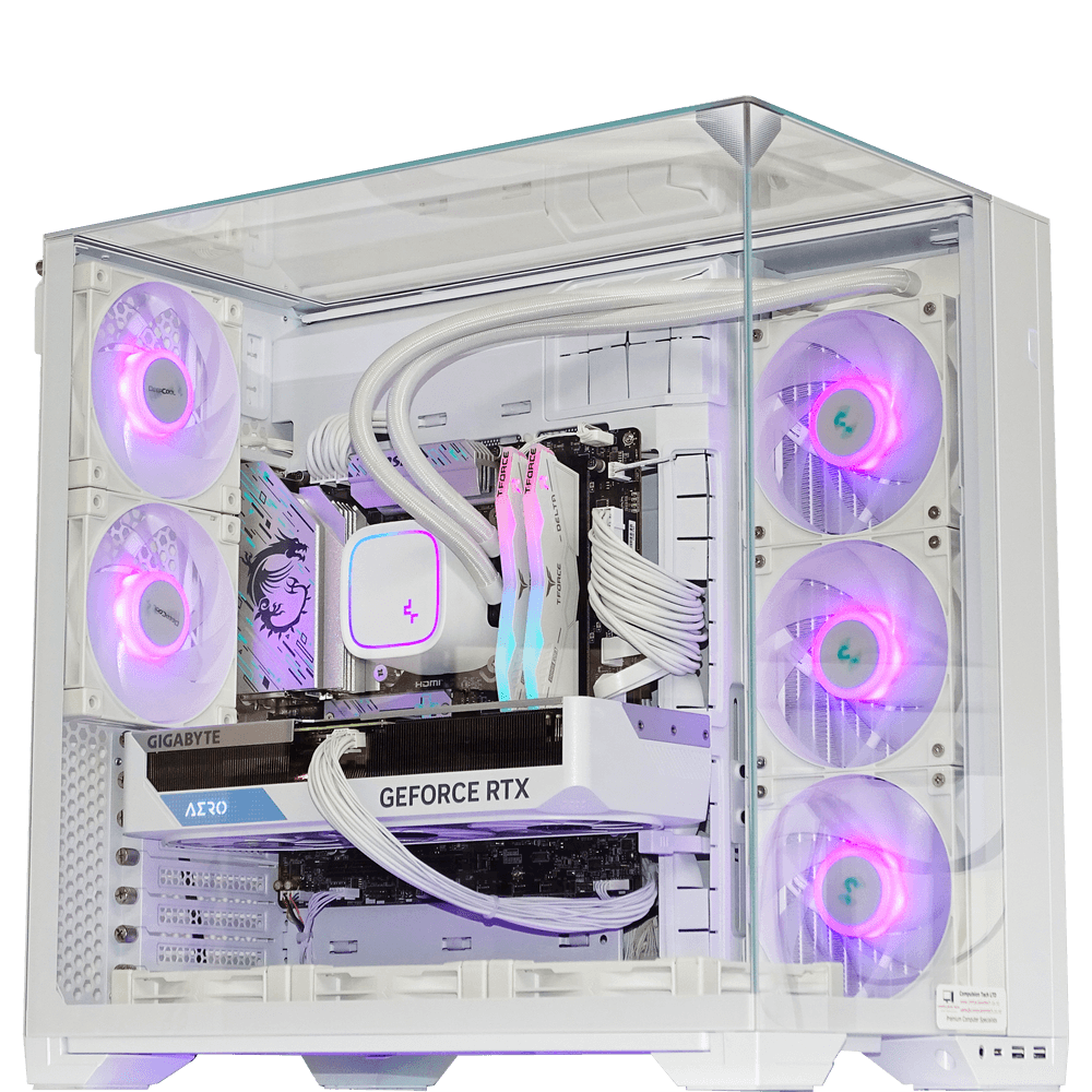 Nanotech White Gaming PC, AMD Ryzen 5 7500X3D, GIGABYTE RTX 5060 Ti AERO 16GB, 32GB DDR5 6000 RAM, 1TB Gen4 NVMe, 360mm AIO - thumbnail 1