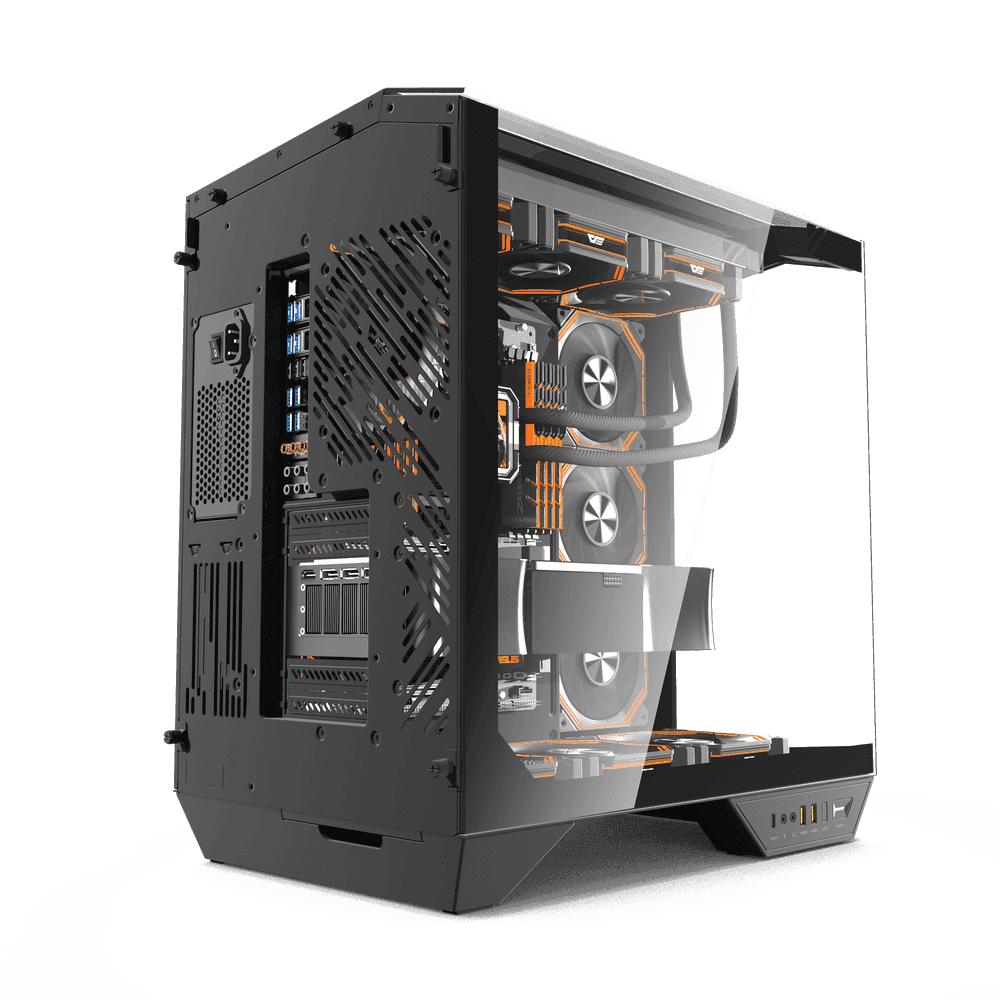 Darkflash Darkflash DY470 ATX/MATX/ITX Triple Glass Black Gaming PC Case with 4x 120MM ARGB Fans & GPU Holder, Triple Glass Design, Supports 360MM Radiators, USB Type-C - thumbnail 4