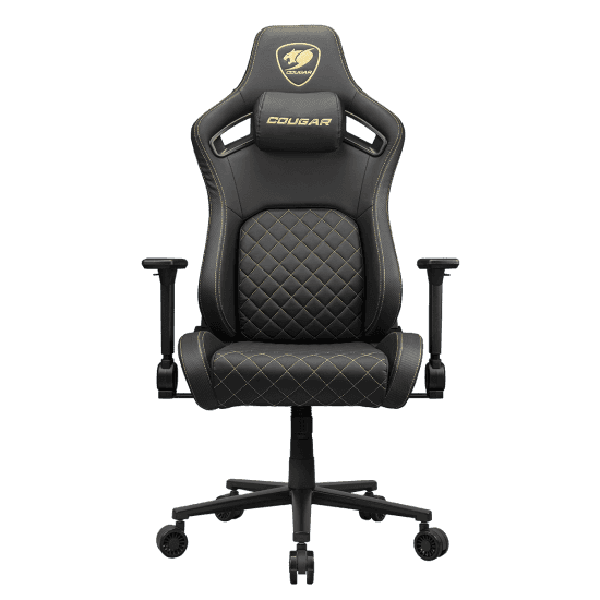 Cougar Cougar Defensor S Jet Gray F Gaming Chair, Leather-like fabric, 4D Folding Armrests, Backrest Pocket, Magnetic Memory Foam Neck Pillow, PushBack Support Lumbar Support, High-Density Molding Foam | 3MDSFGRB.0001 - Type: DEFENSOR GOLD