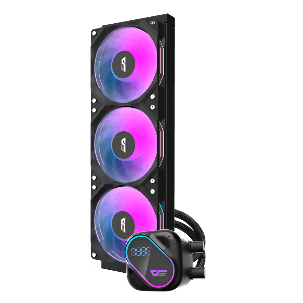 DarkFlash EXPLORE DO360 Black CPU Cooler, Segment LCD Screen, ARGB Integration Support, 3-in-1 Combined Row Fan Design thumbnail 3