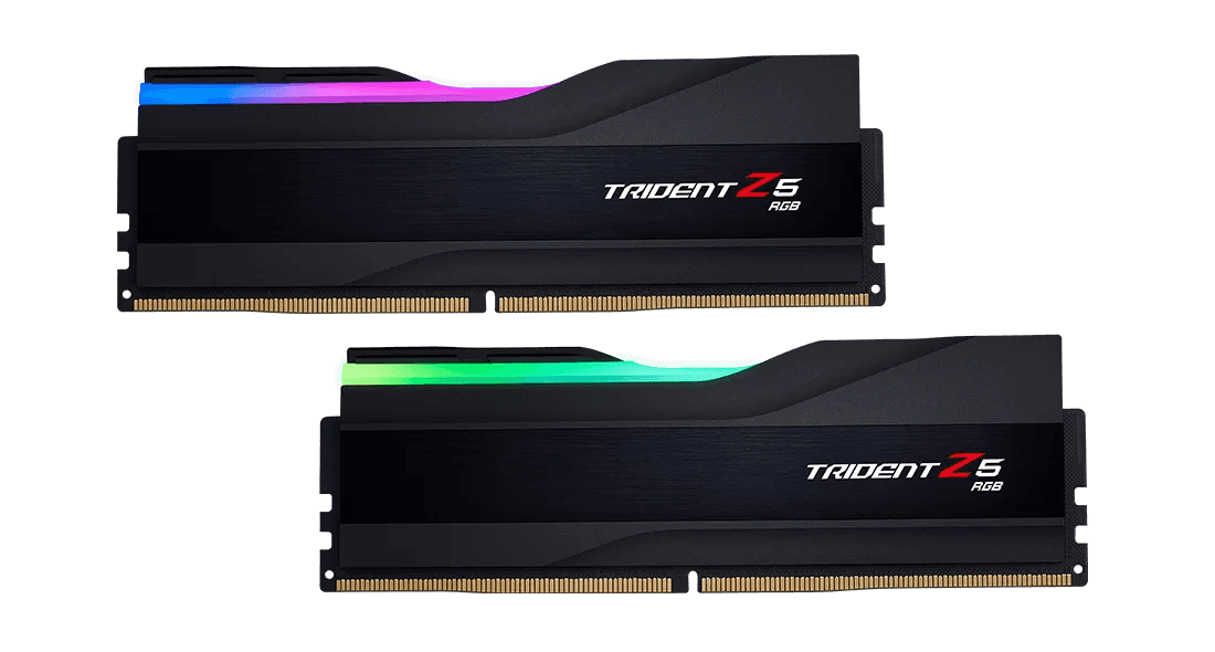 G Skill Trident Z5 RGB 64GB (2x32GB) Intel XMP DDR5 Memory Kit (RAM) 6400MTS, CL32-39-39-102 1.40V  | F5-6400J3239G32GX2-TZ5RK thumbnail 2