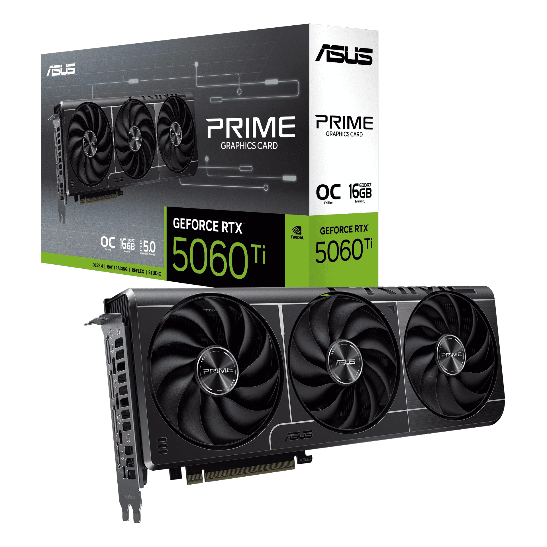 Asus ASUS PRIME RTX 5060 Ti 16GB GDDR7 OC Edition Graphics Card, PCIe 5.0,  28 Gbps, 128-bit, 759 TOPs AI Performance, 2.5 Slot Design,  4608 CUDA Core | 90YV0MH2-M0NA00 - thumbnail 1