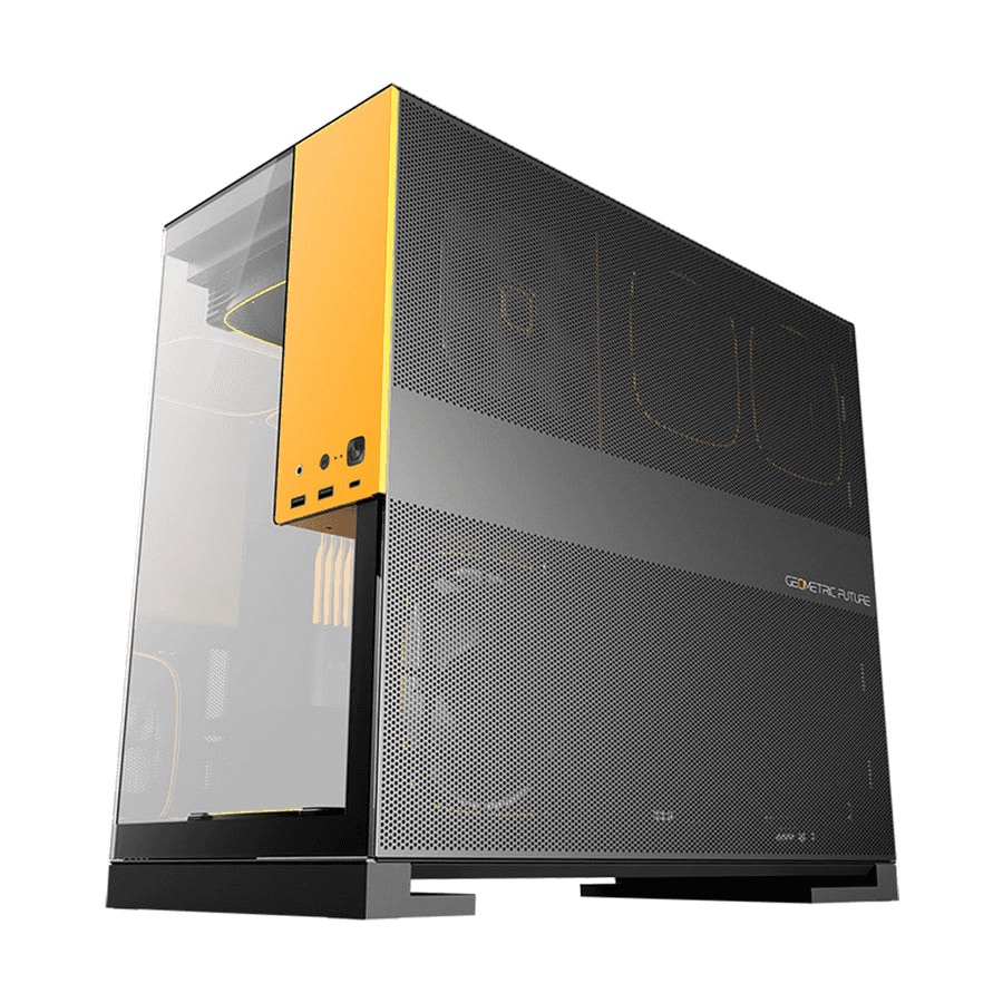 GEOMETRIC FUTURE Geometric Future Model 5 Black & Yellow ATX Tower Case, 5x Preinstalled Fans, Supports 420mm Radiator, E-ATX Motherboard, 20Gbps Type-C | GEO-M5F-BY - thumbnail 4