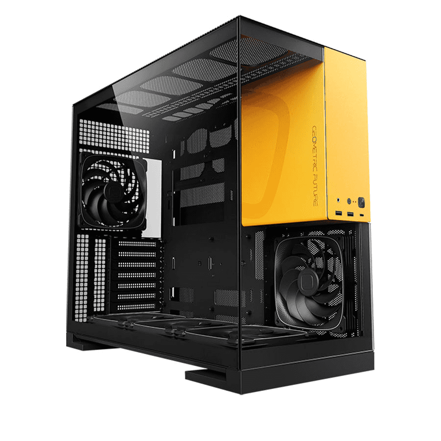 GEOMETRIC FUTURE Geometric Future Model 5 Black & Yellow ATX Tower Case, 5x Preinstalled Fans, Supports 420mm Radiator, E-ATX Motherboard, 20Gbps Type-C | GEO-M5F-BY - thumbnail 2