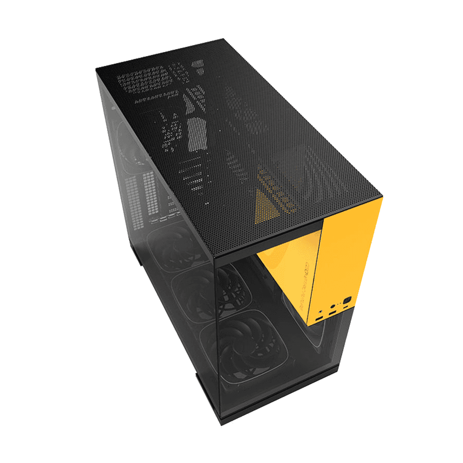 GEOMETRIC FUTURE Geometric Future Model 5 Black & Yellow ATX Tower Case, 5x Preinstalled Fans, Supports 420mm Radiator, E-ATX Motherboard, 20Gbps Type-C | GEO-M5F-BY - thumbnail 3
