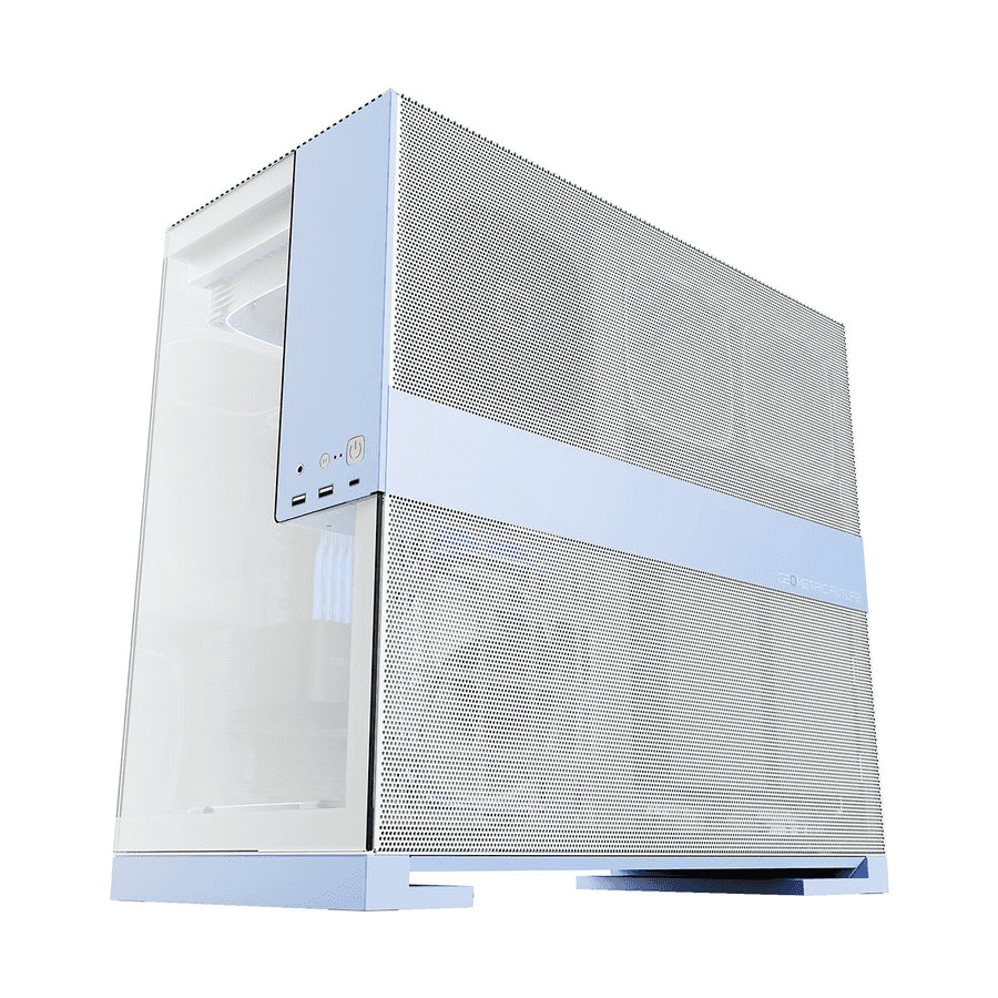 GEOMETRIC FUTURE Geometric Future Model 5 White & Blue ATX Tower Case, 5x Preinstalled Fans, Supports 420mm Radiator, E-ATX Motherboard, 20Gbps Type-C |  GEO-M5F-WB - thumbnail 3