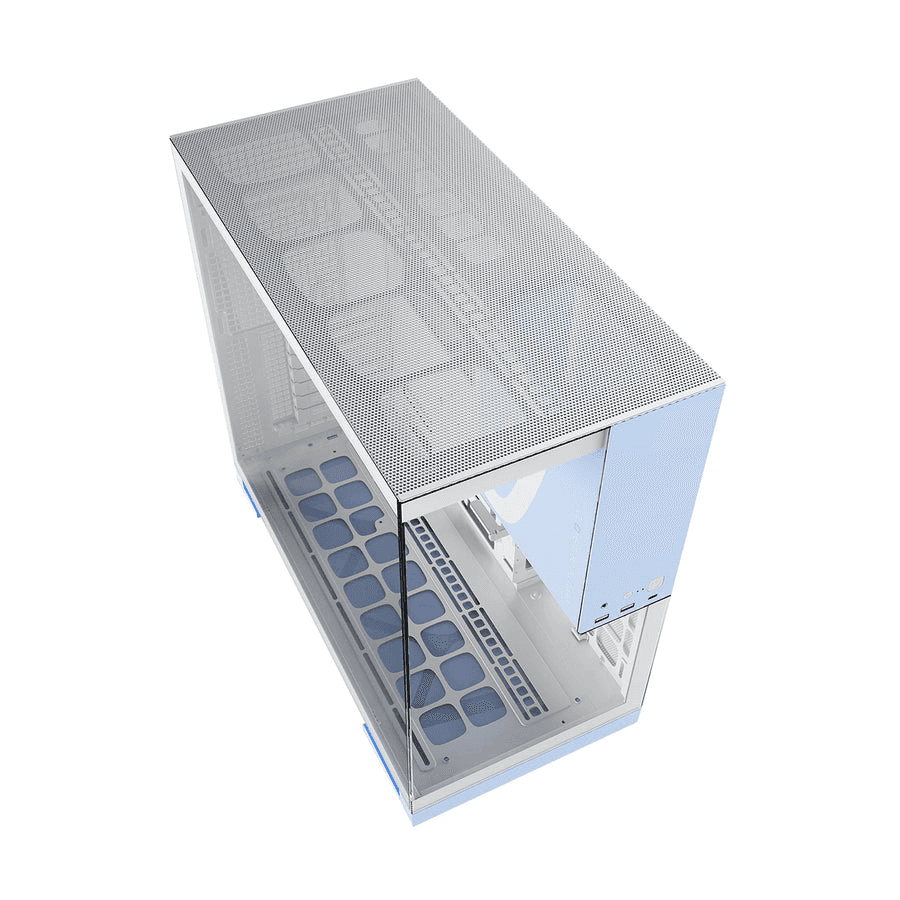 GEOMETRIC FUTURE Geometric Future Model 5 White & Blue ATX Tower Case, 5x Preinstalled Fans, Supports 420mm Radiator, E-ATX Motherboard, 20Gbps Type-C |  GEO-M5F-WB - thumbnail 4