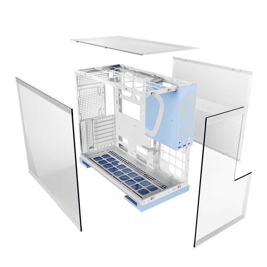 GEOMETRIC FUTURE Geometric Future Model 5 White & Blue ATX Tower Case, 5x Preinstalled Fans, Supports 420mm Radiator, E-ATX Motherboard, 20Gbps Type-C |  GEO-M5F-WB - thumbnail 5