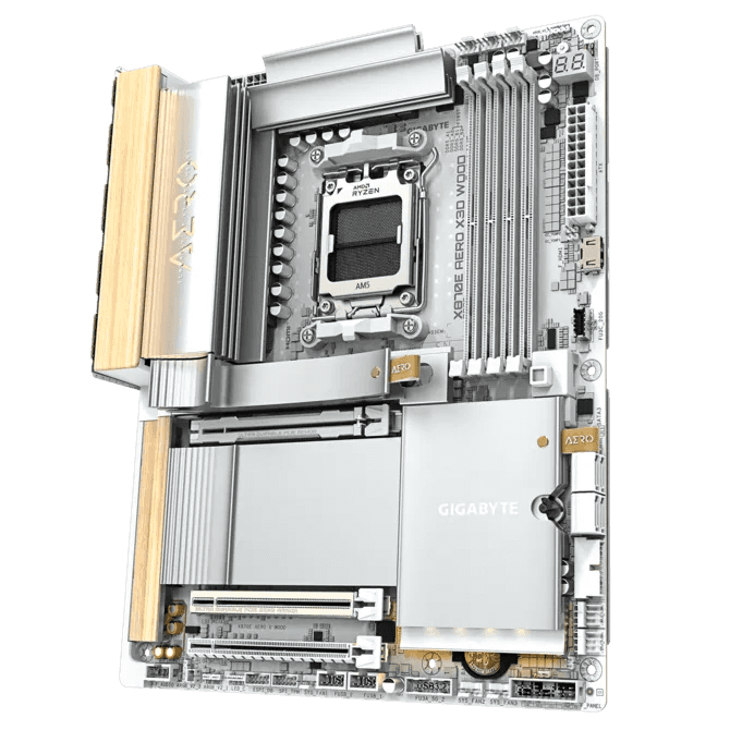 Gigabyte GIGABYTE X870E AERO X3D WOOD Motherboard, AMD AM5, Ryzen 9000 Ready, 16+2+2 VRM, DDR5 9000(OC), Dual USB4, & Wi-Fi 7, Wood Edition | 9MX87EOXD-00-G10 - thumbnail 4