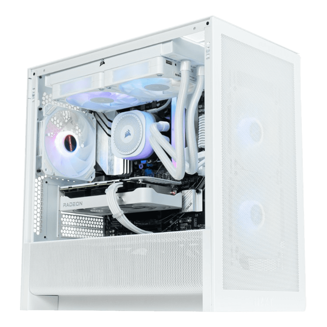 High-End White Airflow Mini Gaming PC: Ryzen 7 9800X3D, Radeon 9070 XT 16GB, 32GB DDR5, 1TB Gen5 SSD, 850W thumbnail 1