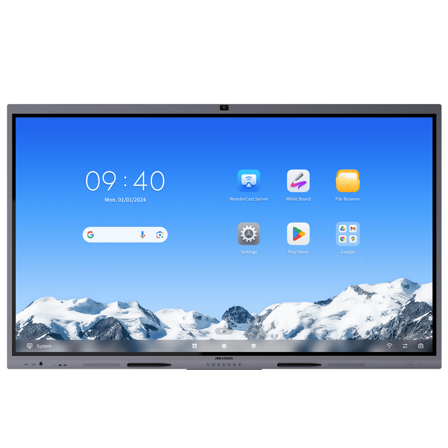 HIKVISION Hikvision DS-D5C98RB/B Hikvision Interactive Flat Panel Display With Web Cam, 98 inch 4K DLED 3840x2160 60 Hz Display, 5 ms, VA Panel, 8GB RAM 128GB ROM, Android 13.0, Up to 50 point multi-touch, EDLA - Size: 75 Inches