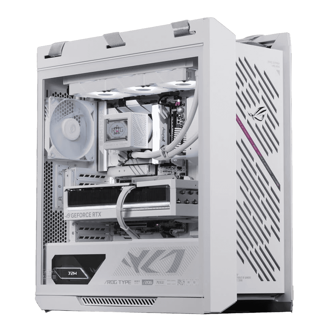 Asus Ultimate ROG Gaming PC (White Edition) Powered By ASUS, Ryzen 7 9800X3D, ASUS ROG RTX 5090 32GB White OC, 64GB DDR5, 2TB Gen 5, 1200W Platinum - thumbnail 1