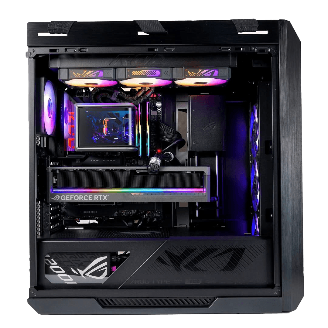 Extreme Gaming & Workstation PC Powered by ASUS, AMD Ryzen 9 9950X3D, RTX 5090 32GB GDDR7 OC, 4TB  Gen5  NVMe  12400MB/s,  96GB (2x48GB) DDR5 6000MHz, 360 LCD  AIO Liquid CPU Cooler, 1600W Titanium III ATX 3.1 thumbnail 2