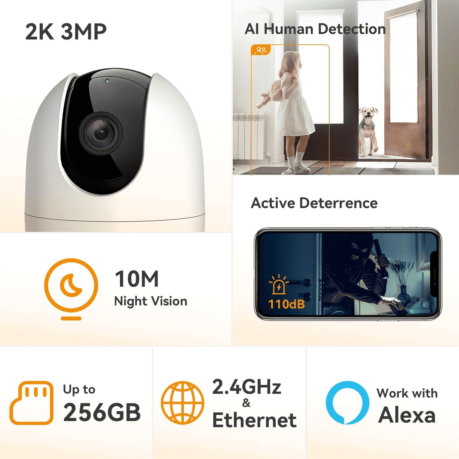 IMOU IMOU IPC-K2EP-3H1W Ranger 2 3MP Smart Indoor Security Camera, 2K Resolution, Wi-Fi 6, 360° Pan & Tilt, AI Human Detection | Privacy Mode - thumbnail 3