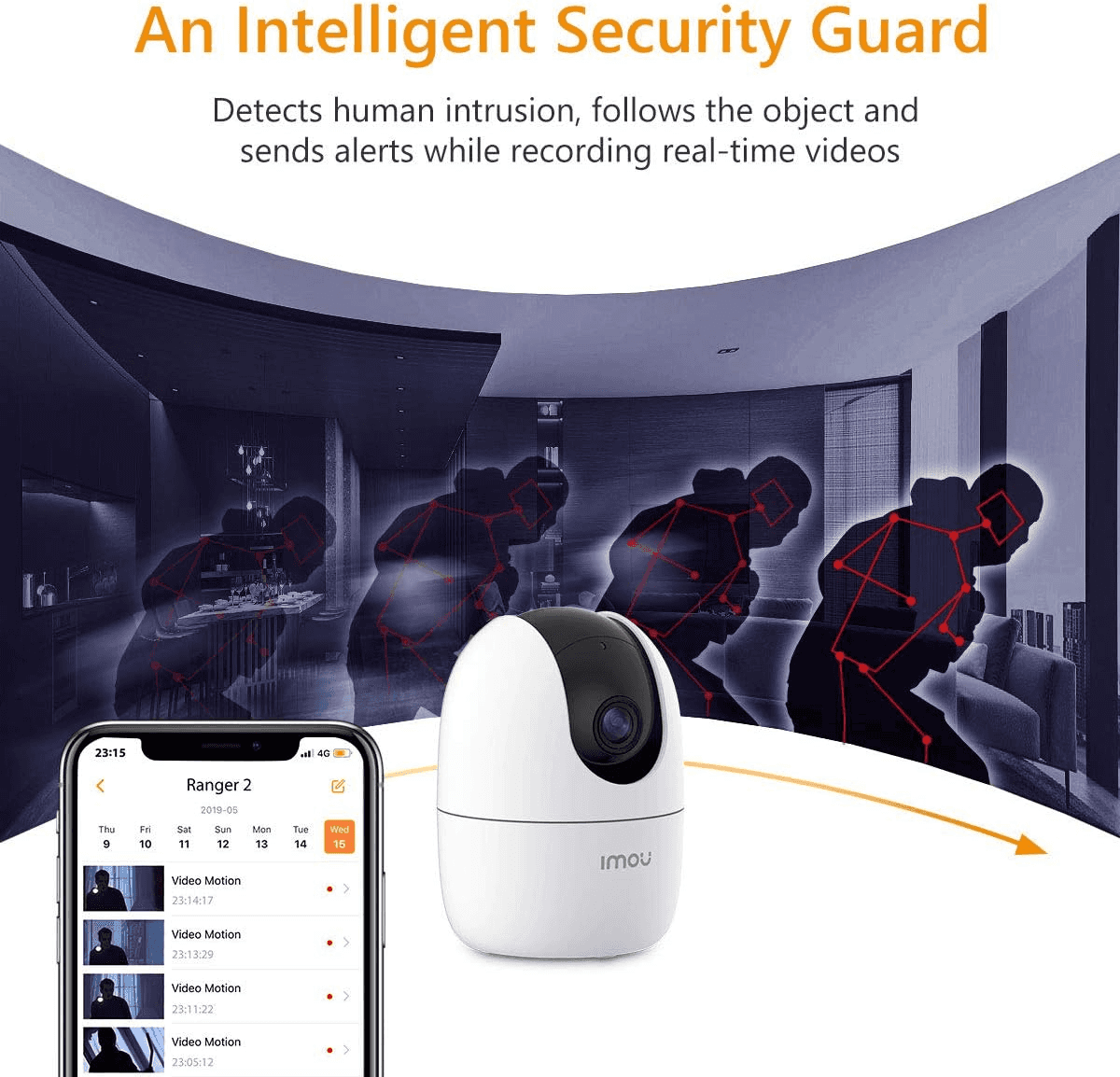 IMOU IMOU IPC-K2EP-5H2W Ranger 2 5MP Smart Indoor Security Camera, 3K Ultra HD, Wi-Fi 6, 360° Pan & Tilt, AI Human Detection, Privacy Mode - thumbnail 4