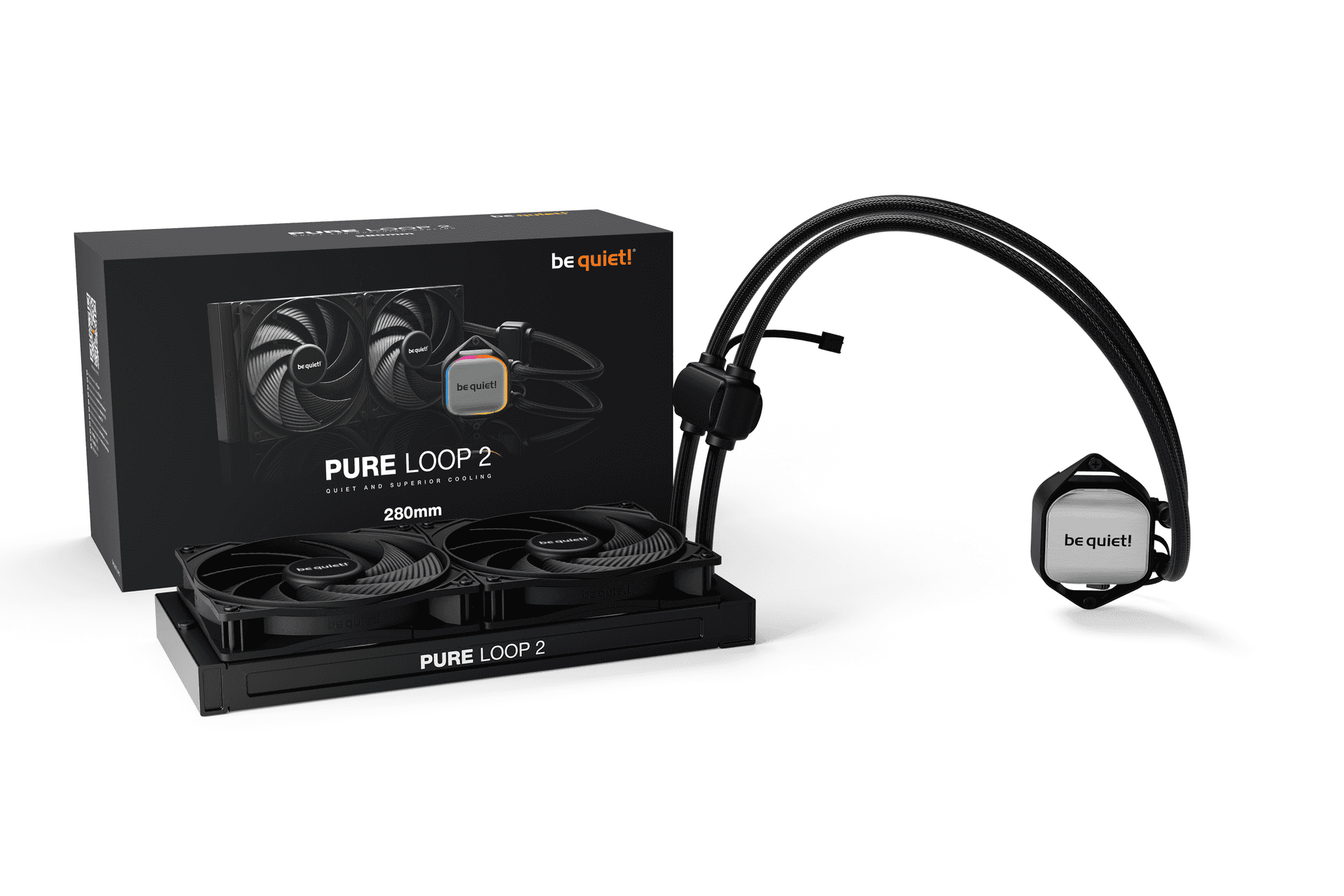 Be quiet! be quiet! Pure Loop 2 280mm AIO Liquid CPU Cooler, Dual Pure Wings Fans, ARGB Block, Doubly Decoupled PWM Pump, Refillable Design | BW018 - thumbnail 2