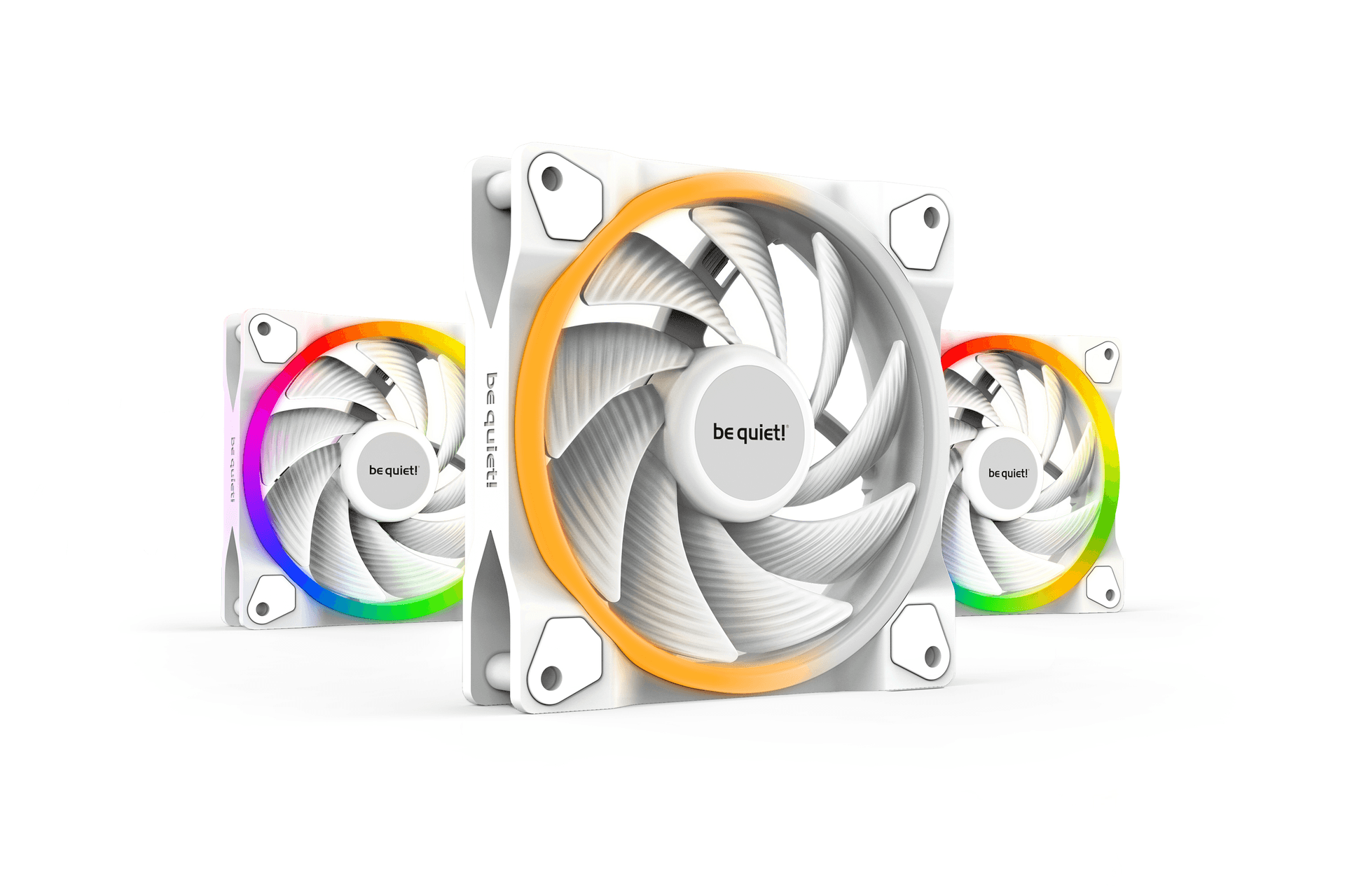 Be Quiet! Light Wings 120mm PWM High-Speed ARGB Case Fans, 9 Silence-Optimized Fan Blades, Up to 88.86 CFM Airflow & 2500 RPM Fan Speed, Rifle Bearing Technology, Triple Pack, White | BL101 - thumbnail 1