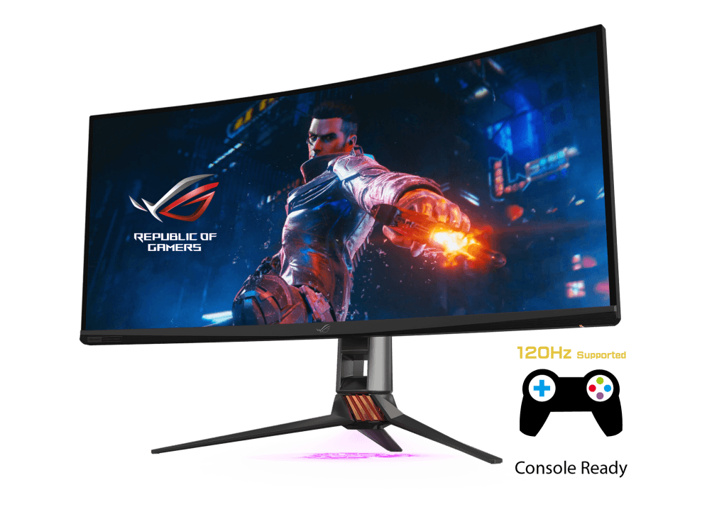 Asus ASUS ROG Swift PG35VQ 35-inch Ultra-WQHD Curved Gaming Monitor, 200Hz, 2ms(GTG), 99.6% Color Space (sRGB), VA Panel, G-SYNC Ultimate HDR 1000, 512-Zone FALD, Quantum Dot | 90LM03T0-B02370 - thumbnail 1