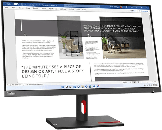 Lenovo ThinkVision S27i-30 27 inch Monitor, 1920 x 1080 FHD IPS Panel, 4ms (Extreme Mode), 100 Hz, 99% sRGB, HDMI, VGA | 63DFKAT4WW thumbnail 2