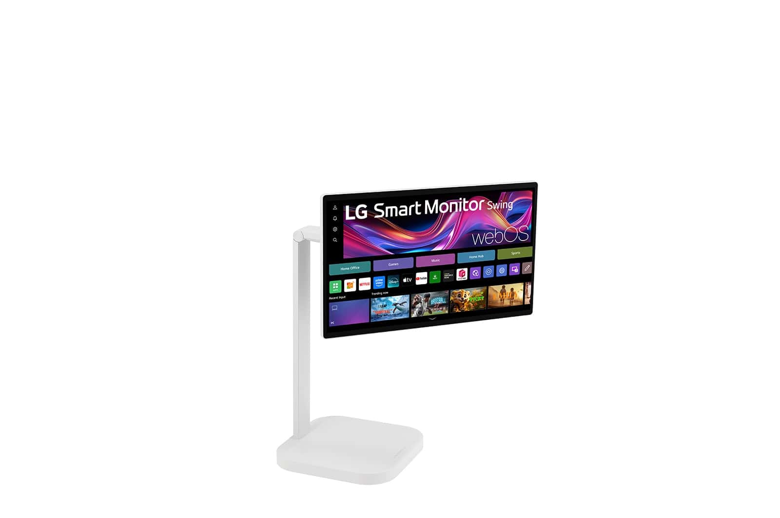 LG 32U889SA-W 31.5” 4K UHD (3840x2160) IPS Touch display Monitor Swing with touchscreen, Bluetooth, Wi-Fi, Tilt, Height, Swivel, and Portrait Mode adjustable stand with wheels thumbnail 8