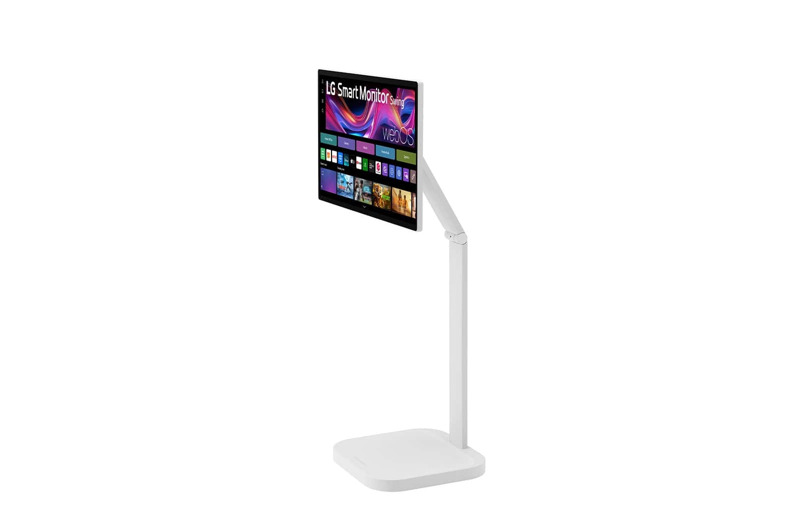 LG 32U889SA-W 31.5” 4K UHD (3840x2160) IPS Touch display Monitor Swing with touchscreen, Bluetooth, Wi-Fi, Tilt, Height, Swivel, and Portrait Mode adjustable stand with wheels thumbnail 10
