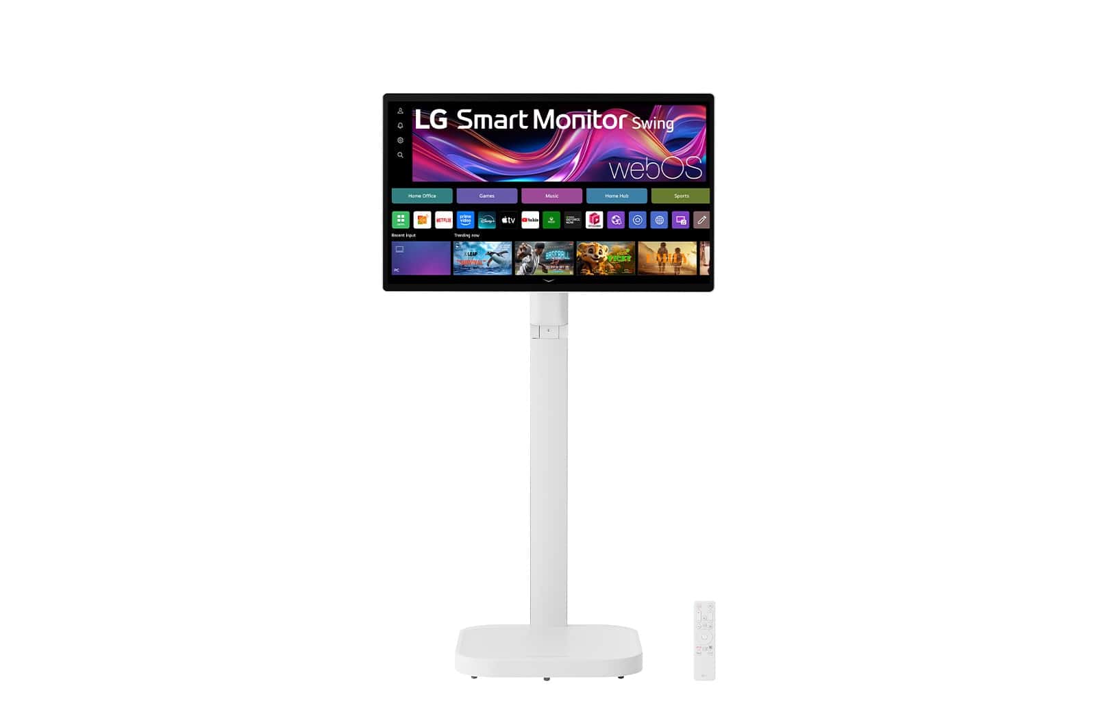 LG 32U889SA-W 31.5” 4K UHD (3840x2160) IPS Touch display Monitor Swing with touchscreen, Bluetooth, Wi-Fi, Tilt, Height, Swivel, and Portrait Mode adjustable stand with wheels thumbnail 2