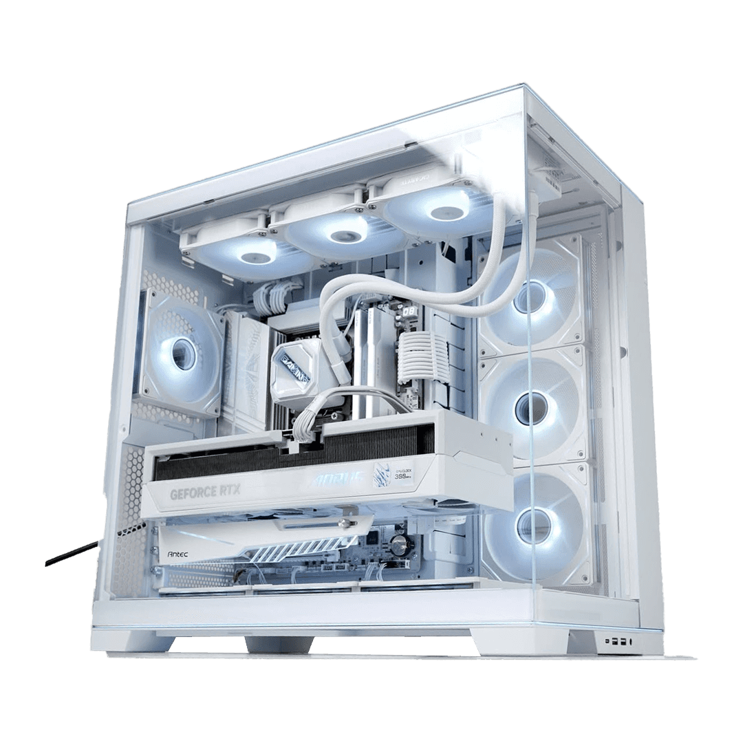 Nanotech Ultimate White Gaming & Workstation PC: AMD Ryzen 9 9950X3D + GIGABYTE AORUS Master RTX 5090 White 32GB GDDR7, 64GB DDR5 6000MHz CL30, 2TB Samsung 9100 PRO Gen5 NVMe (14,700MB/s), 360mm ICE AIO, 1000W, WiFi 7 - thumbnail 1