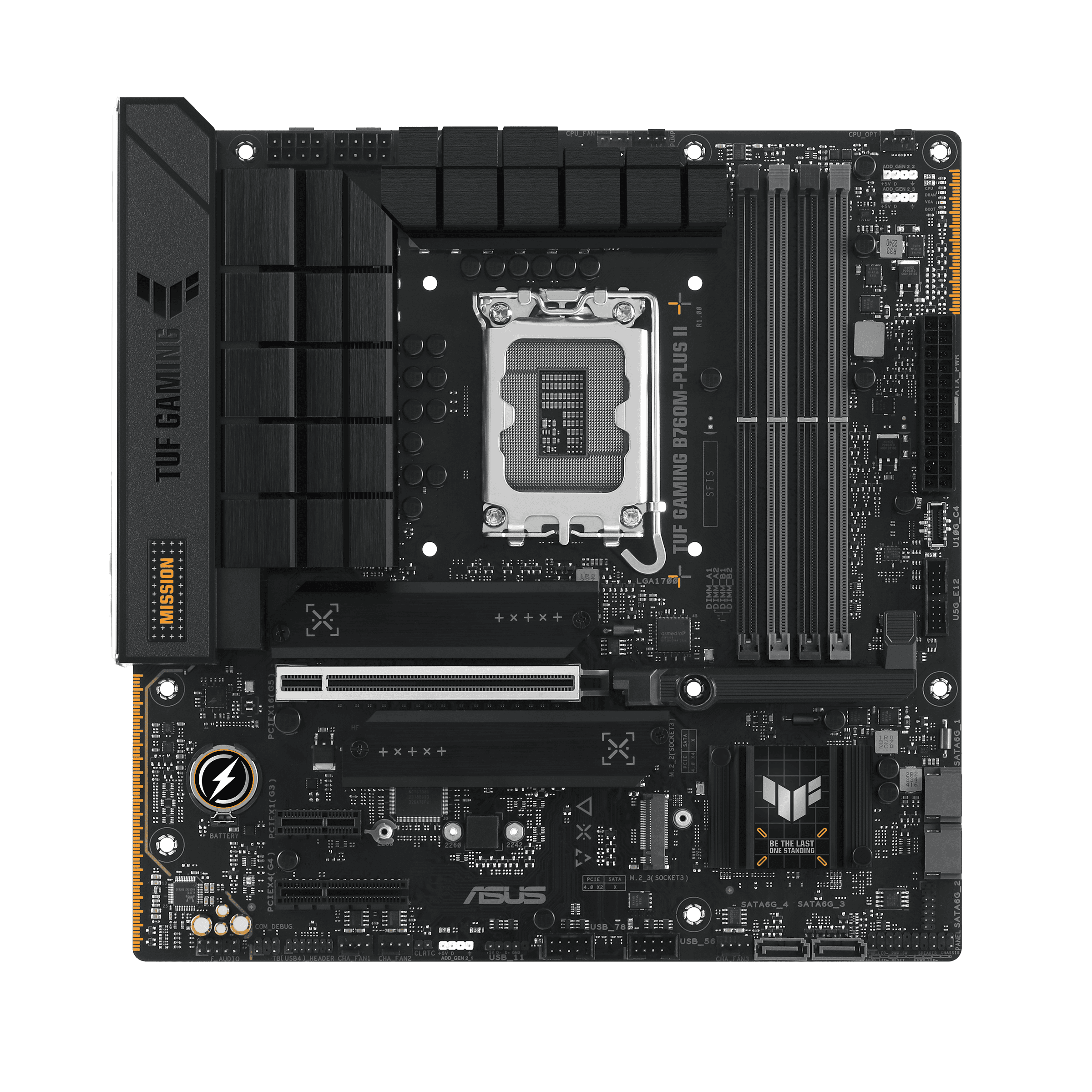 ASUS TUF GAMING B760M-PLUS II Intel micro-ATX Motherboard, LGA1700, 4x DIMM slots, Max. 192GB, DDR5, 3x M.2 slots and 4 x SATA 6Gb/s ports, PCIe 5.0 | 90MB1HD0-M0EAY0 thumbnail 1