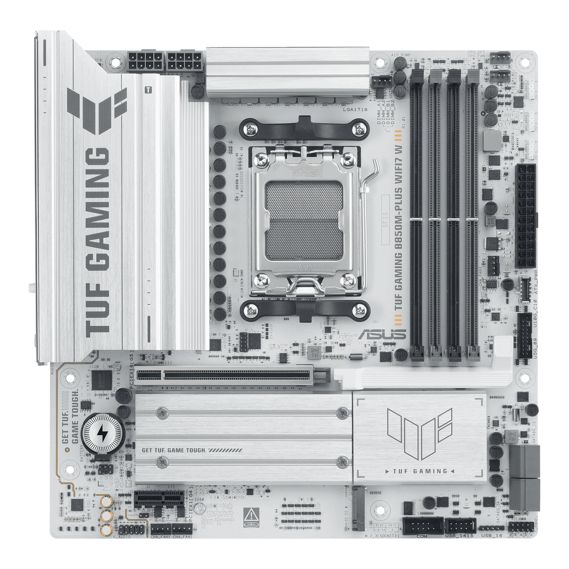 Asus ASUS TUF GAMING B850M-PLUS WIFI7 W Micro-ATX AMD AM5 Motherboard, 4x DIMM slots, max. 256GB DDR5, PCIe 5.0, Wi-Fi 7, 2.5Gb LAN | 90MB1MD0-M0EAY0 - thumbnail 1