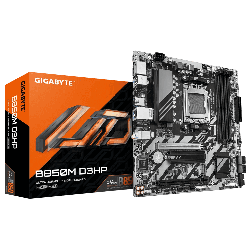 Gigabyte Gigabyte B850M D3HP Micro ATX (mATX) Motherboard, AMD AM5, DDR5-8200+, PCIe 5.0, X3D Turbo Mode, Dual M.2 | 9MB85MHP-00-G10 - thumbnail 1