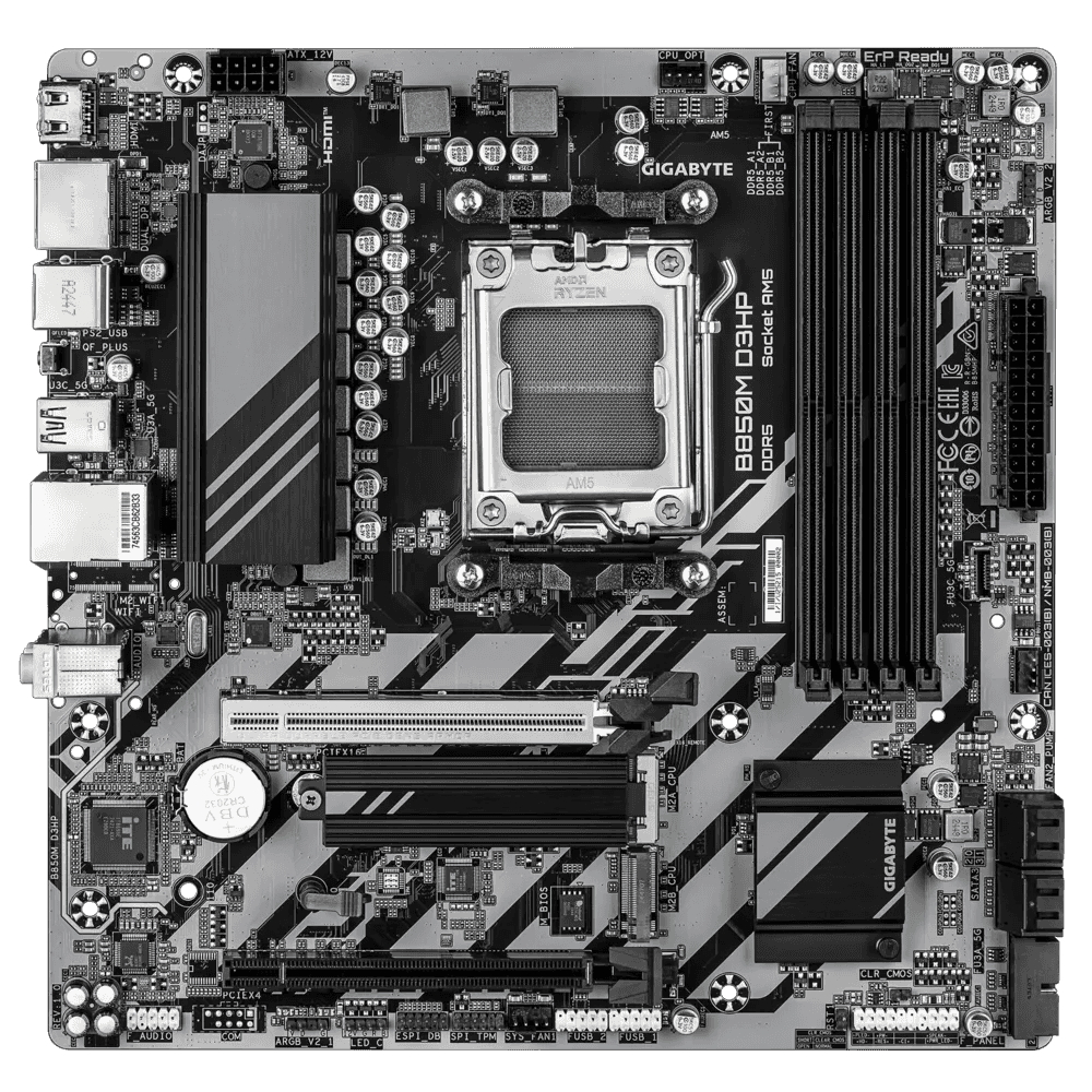 Gigabyte Gigabyte B850M D3HP Micro ATX (mATX) Motherboard, AMD AM5, DDR5-8200+, PCIe 5.0, X3D Turbo Mode, Dual M.2 | 9MB85MHP-00-G10 - thumbnail 3