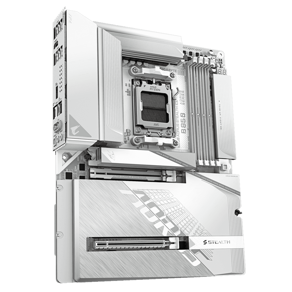 Gigabyte B850 AORUS STEALTH ICE AM5 White Motherboard, 4 x DDR5 DIMM upto 8200(O.C), X3D Turbo Mode, 5GbE LAN, Wi-Fi 7, BT 5.4 | B850 A STEALTH ICE thumbnail 4